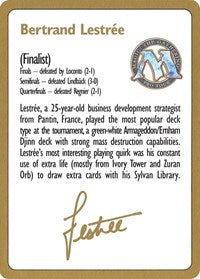 1996 Bertrand Lestree Biography Card [World Championship Decks] | Total Play