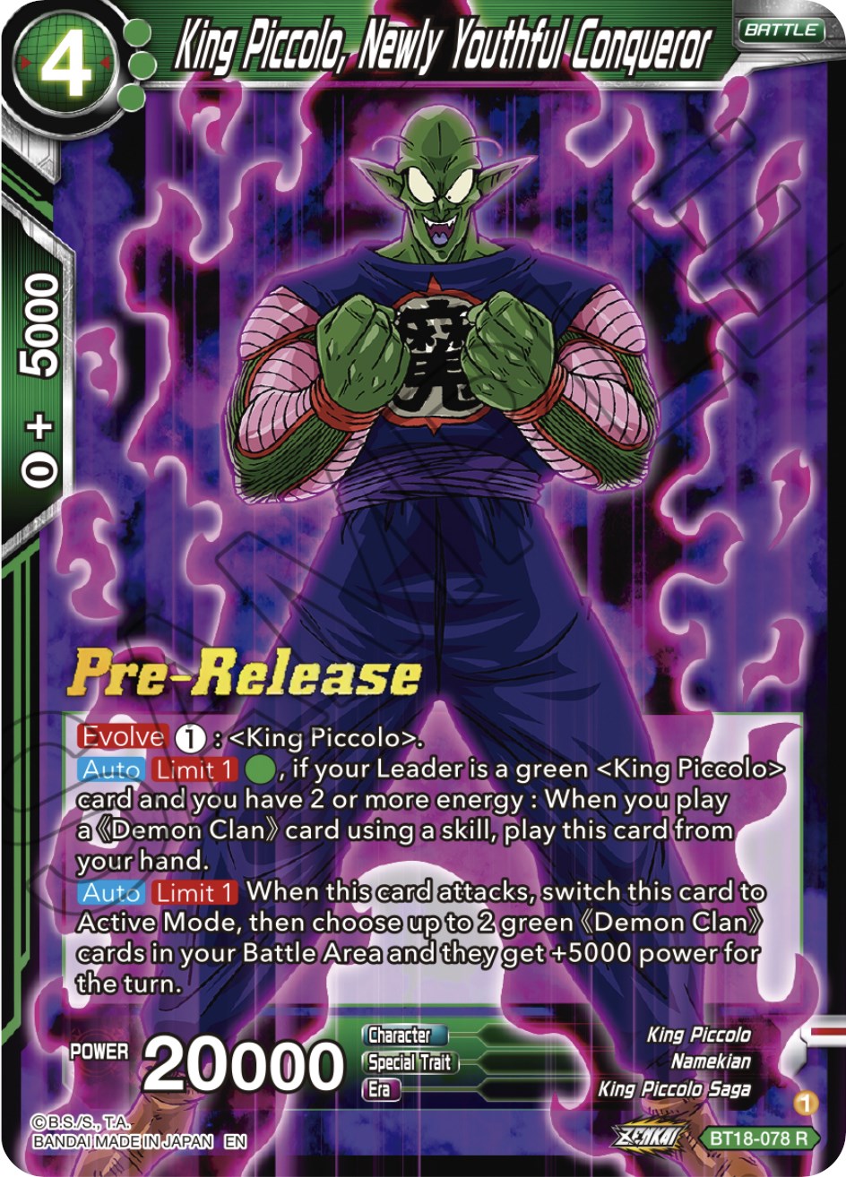 King Piccolo, Newly Youthful Conqueror (BT18-078) [Dawn of the Z-Legends Prerelease Promos] | Total Play