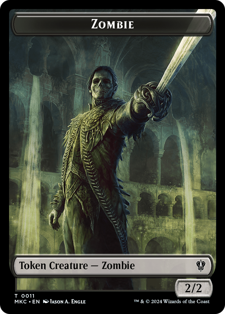 Salamander Warrior // Zombie Double-Sided Token [Murders at Karlov Manor Commander Tokens] | Total Play