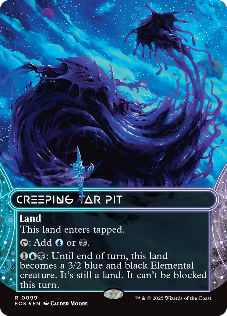 Creeping Tar Pit (0099) (Borderless) (Galaxy Foil) [Edge of Eternities: Stellar Sights] | Total Play
