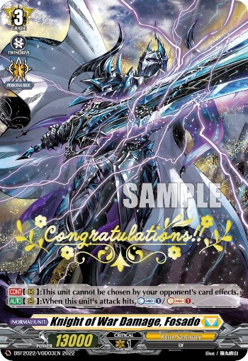 Knight of War Damage, Fosado (Hot Stamped) (BSF2022/VGD03EN 2022) [Bushiroad Event Cards] | Total Play