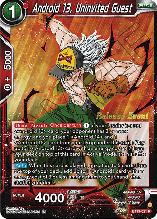 Android 13, Uninvited Guest (Fighter's Ambition Holiday Pack) (BT19-021) [Tournament Promotion Cards] | Total Play