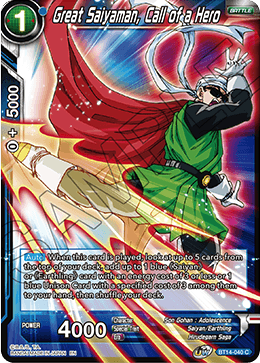 Great Saiyaman, Call of a Hero (BT14-040) [Cross Spirits] | Total Play