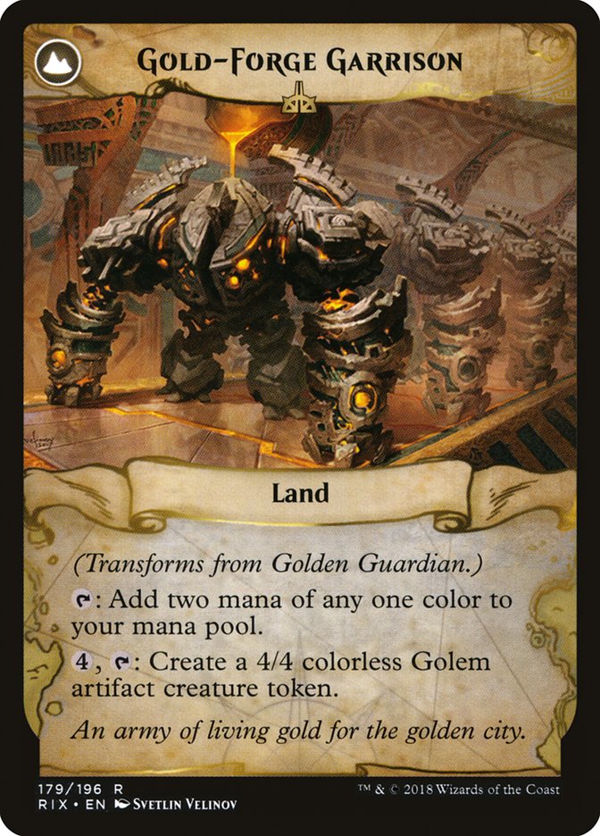Golden Guardian // Gold-Forge Garrison [Rivals of Ixalan] | Total Play
