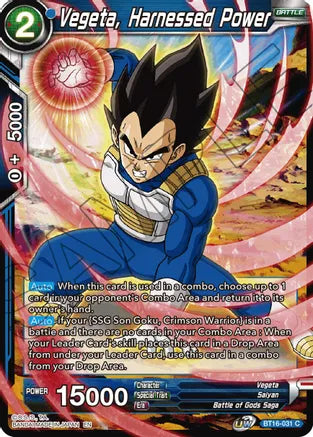Vegeta, Harnessed Power (BT16-031) [Realm of the Gods] | Total Play