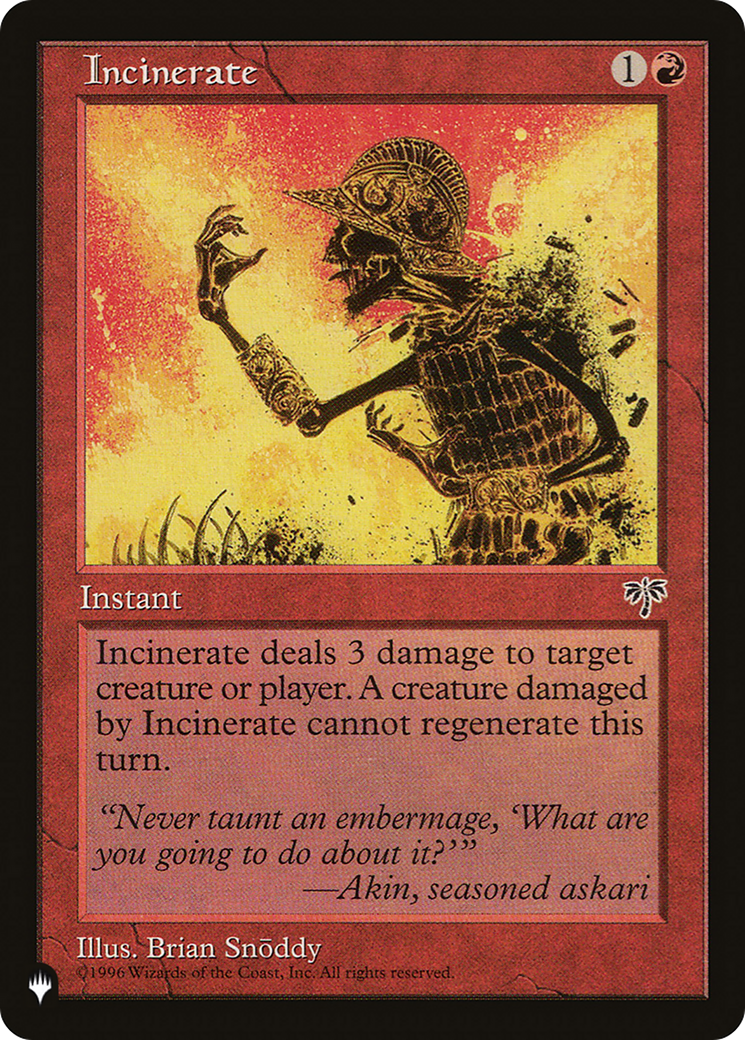 Incinerate [The List] | Total Play