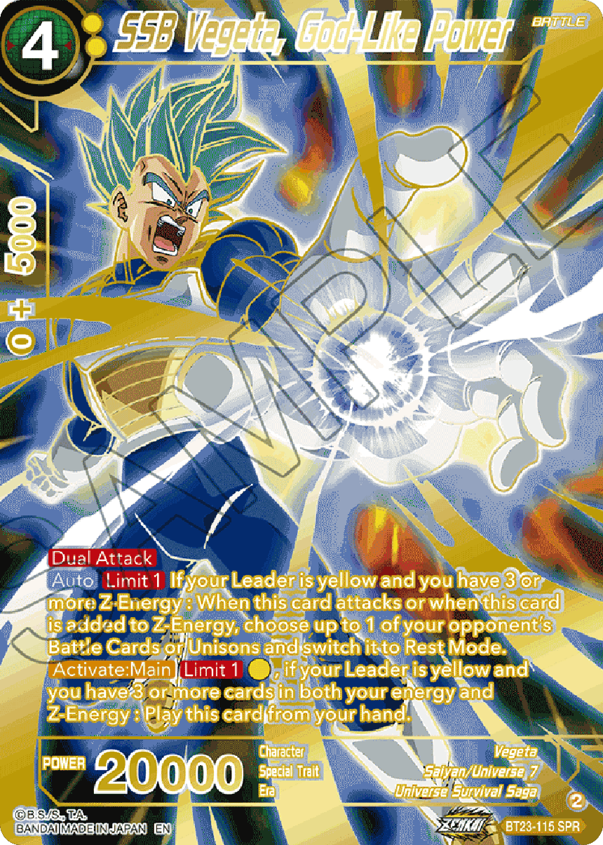 SSB Vegeta, God-Like Power (SPR) (BT23-115) [Perfect Combination] | Total Play