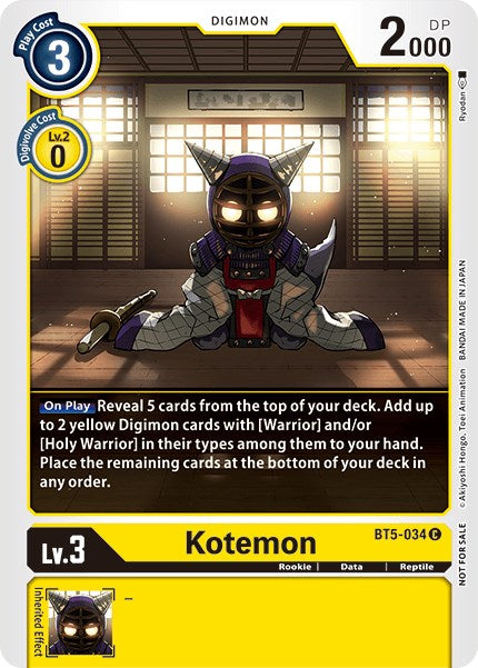 Kotemon [BT5-034] (Tamer Party Vol. 5) [Battle of Omni Promos] | Total Play