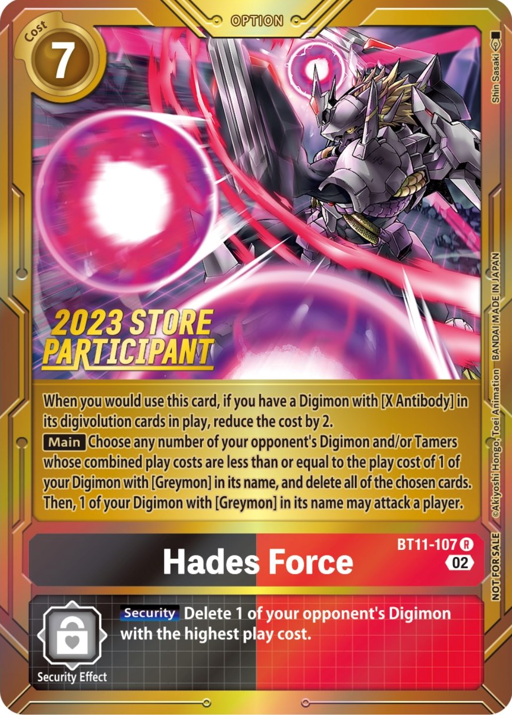 Hades Force [BT11-107] (2023 Store Participant) [Dimensional Phase Promos] | Total Play