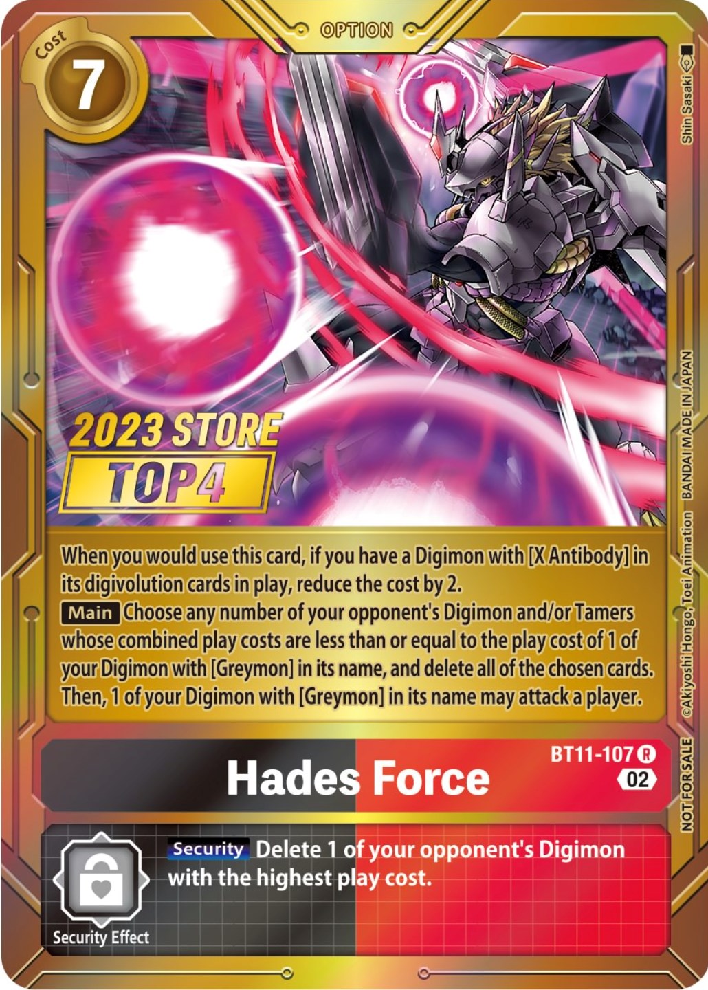 Hades Force [BT11-107] (2023 Store Top 4) [Dimensional Phase Promos] | Total Play