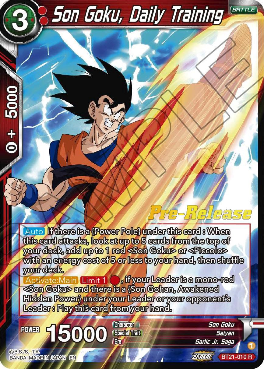 Son Goku, Daily Training (BT21-010) [Wild Resurgence Pre-Release Cards] | Total Play