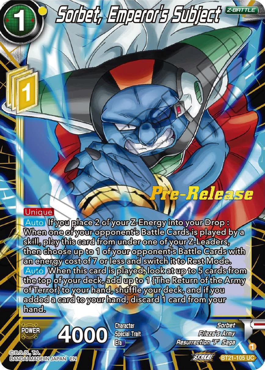 Sorbet, Emperor's Subject (BT21-105) [Wild Resurgence Pre-Release Cards] | Total Play