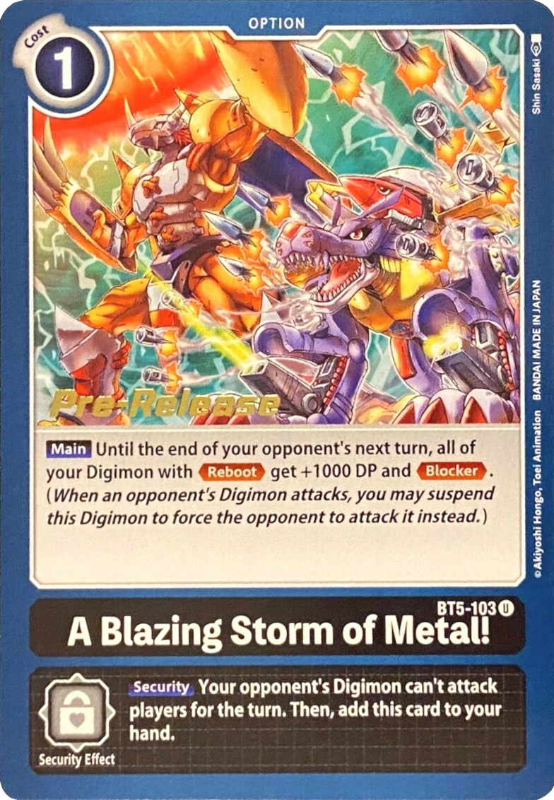 A Blazing Storm of Metal! [BT5-103] [Battle of Omni Pre-Release Promos] | Total Play