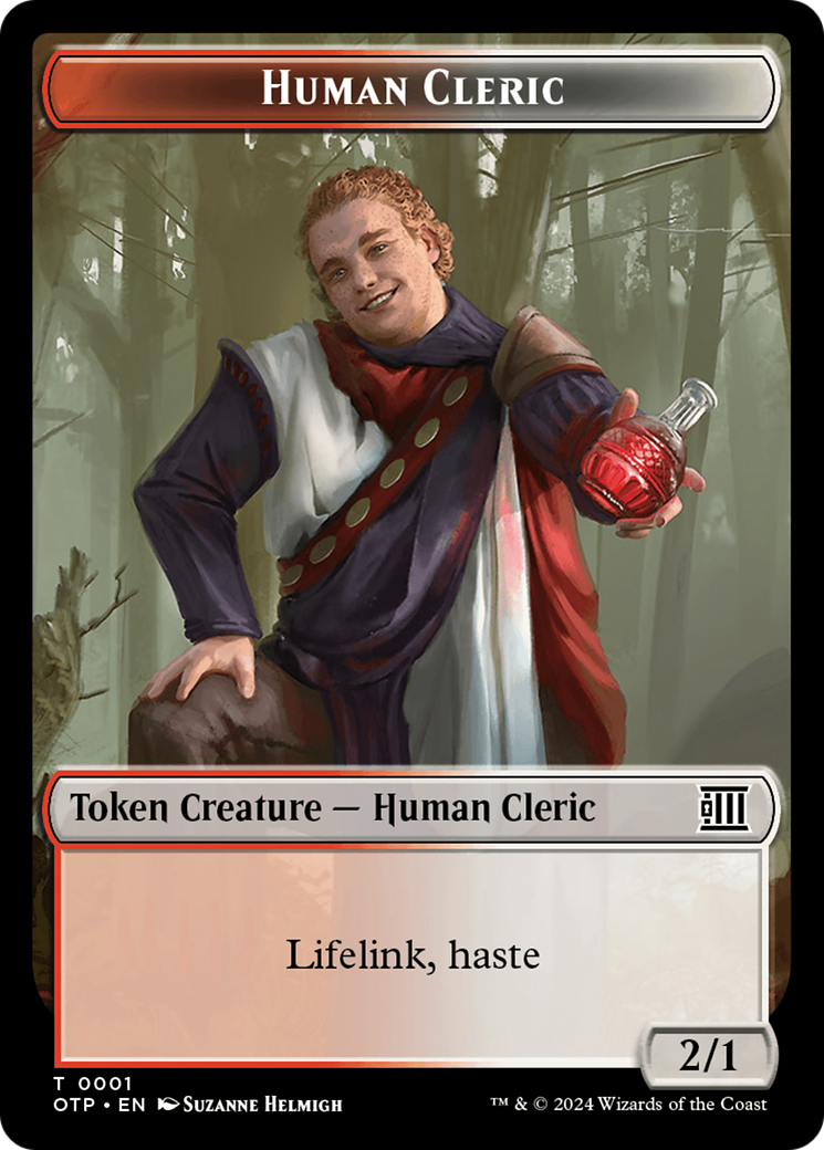 Human Cleric // Plot Double-Sided Token [Outlaws of Thunder Junction: Breaking News Tokens] | Total Play