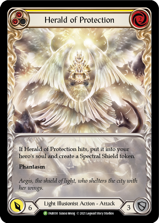 Herald of Protection (Yellow Extended Art) [FAB030] (Promo)  Rainbow Foil | Total Play