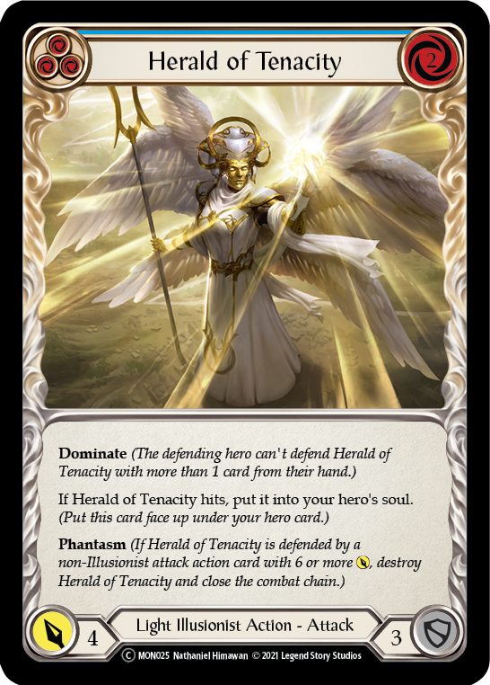 Herald of Tenacity (Blue) [U-MON025-RF] (Monarch Unlimited)  Unlimited Rainbow Foil | Total Play