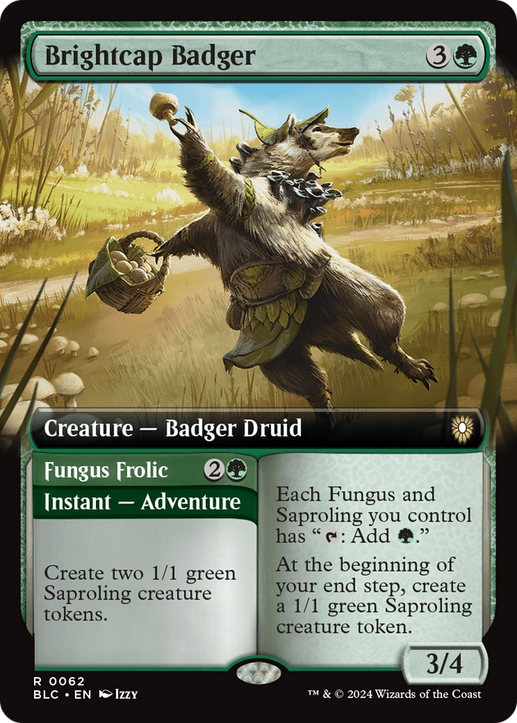 Brightcap Badger // Fungus Frolic (Extended Art) [Bloomburrow Commander] | Total Play