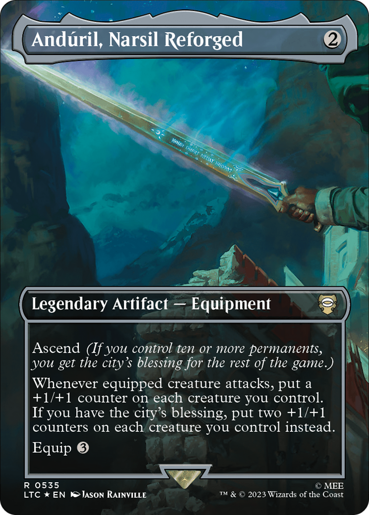 Anduril, Narsil Reforged (Borderless) (Surge Foil) [The Lord of the Rings: Tales of Middle-Earth Commander] | Total Play