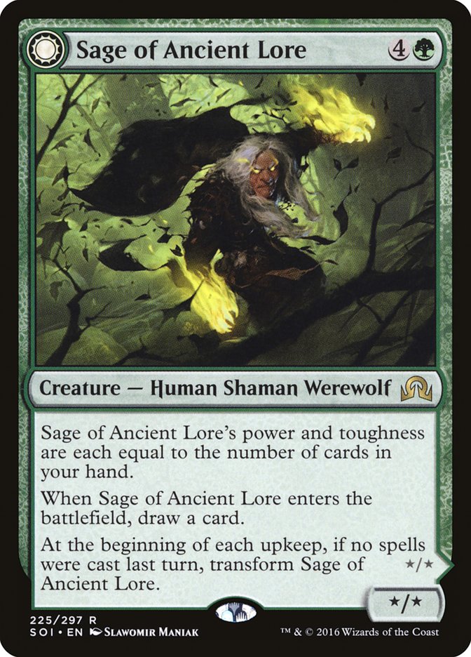 Sage of Ancient Lore // Werewolf of Ancient Hunger [Shadows over Innistrad] | Total Play
