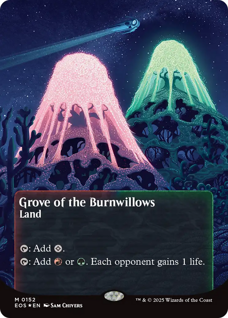 Grove of the Burnwillows (0152) (Borderless) (Galaxy Foil) [Edge of Eternities: Stellar Sights] | Total Play