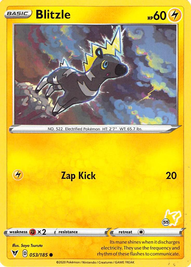 Blitzle (053/185) (Pikachu Stamp #55) [Battle Academy 2022] | Total Play