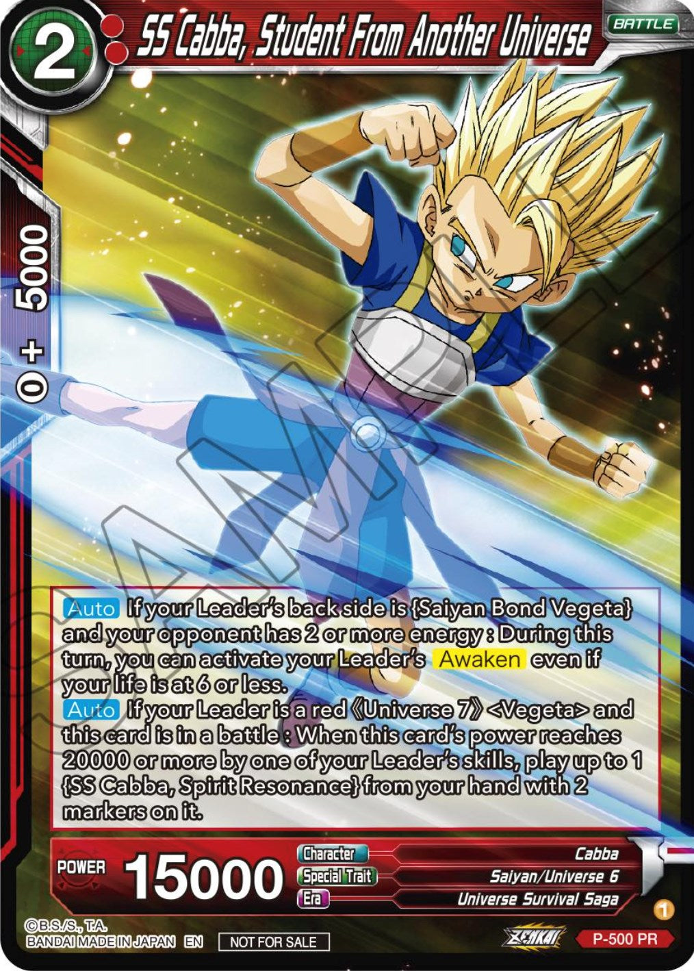 SS Cabba, Student From Another Universe (Zenkai Series Tournament Pack Vol.4) (P-500) [Tournament Promotion Cards] | Total Play