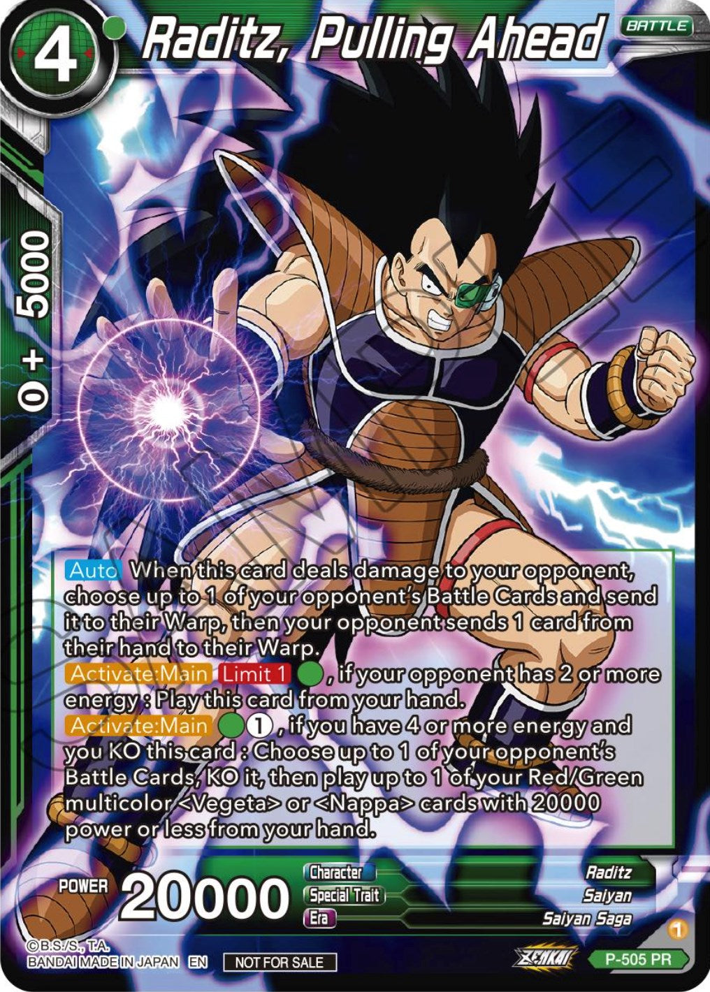 Raditz, Pulling Ahead (Zenkai Series Tournament Pack Vol.4) (P-505) [Tournament Promotion Cards] | Total Play