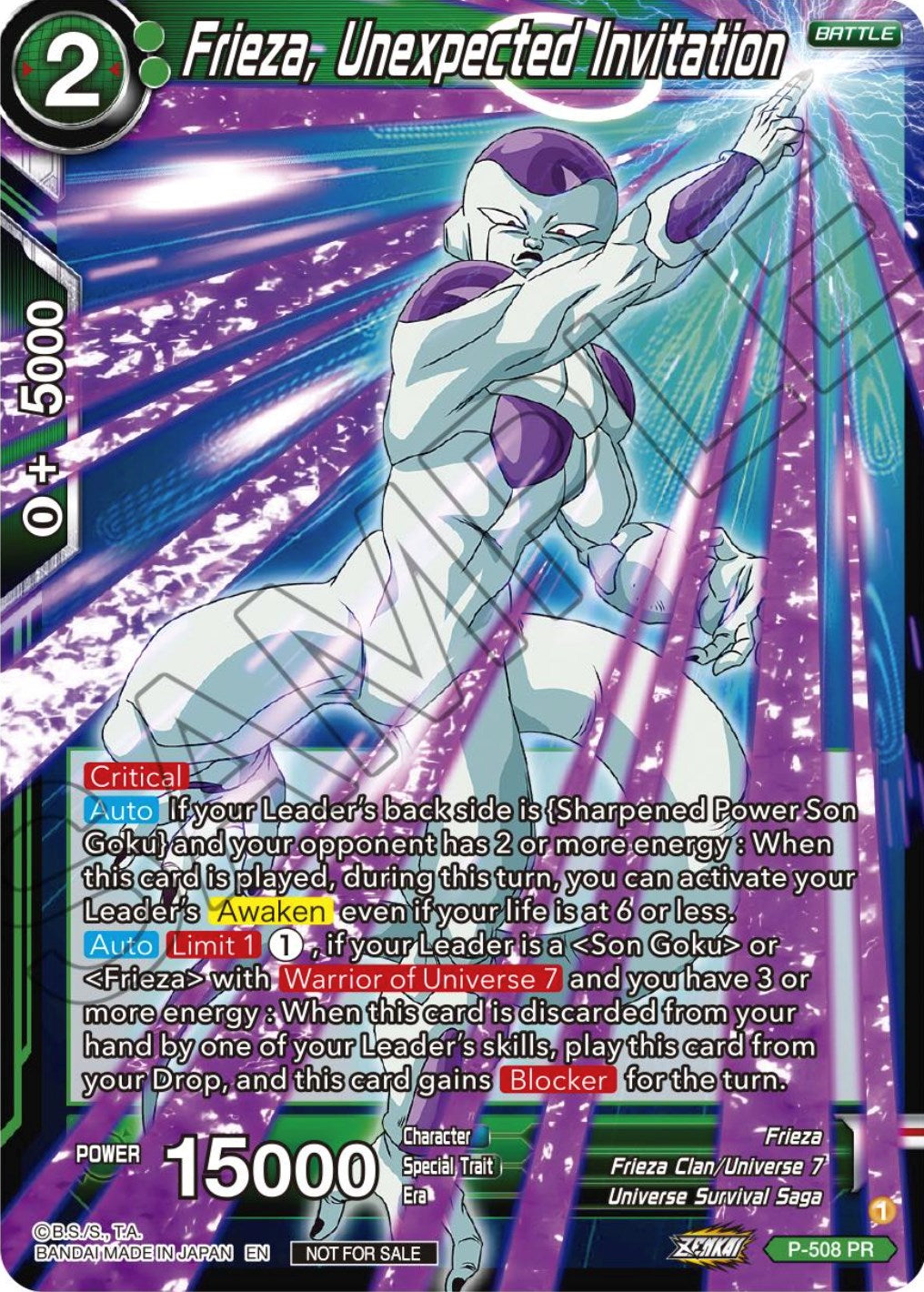 Frieza, Unexpected Invitation (Zenkai Series Tournament Pack Vol.4) (P-508) [Tournament Promotion Cards] | Total Play