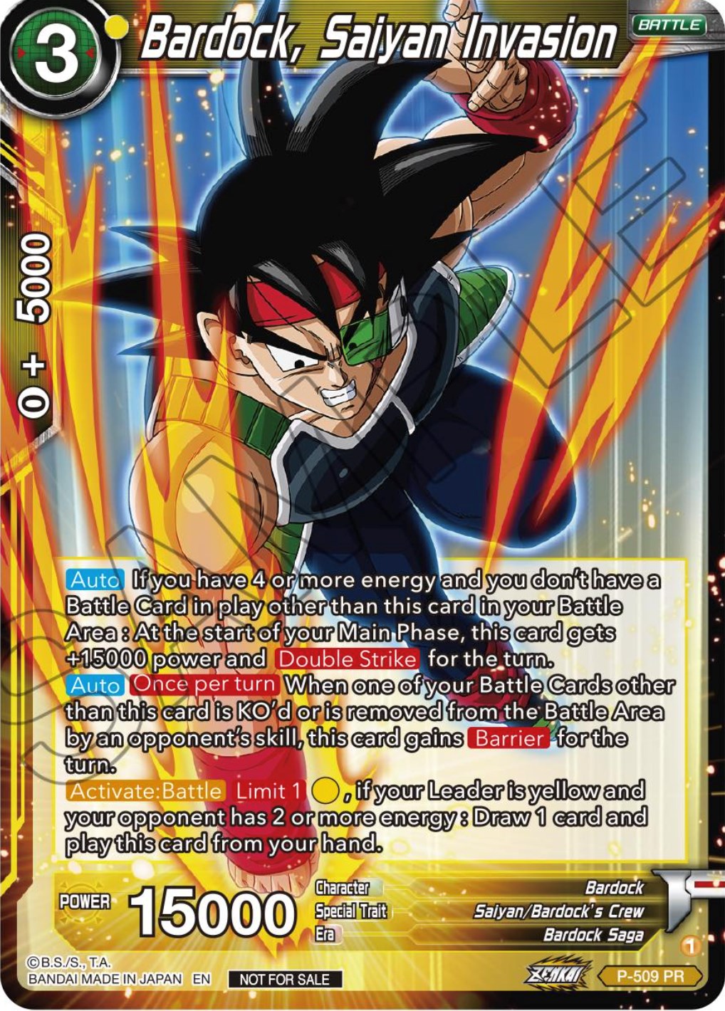 Bardock, Saiyan Invasion (Zenkai Series Tournament Pack Vol.4) (P-509) [Tournament Promotion Cards] | Total Play