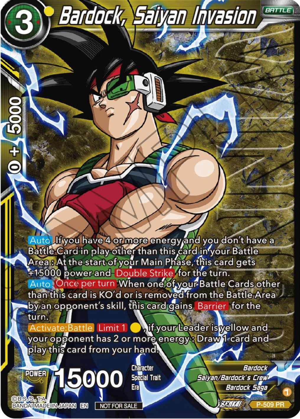 Bardock, Saiyan Invasion (Zenkai Series Tournament Pack Vol.4 Winner) (P-509) [Tournament Promotion Cards] | Total Play