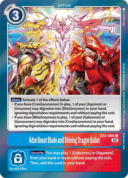 Adze Beast Blade and Shining Dragon Bullet [EX4-066] (Alternate Art) [Alternative Being Booster] | Total Play