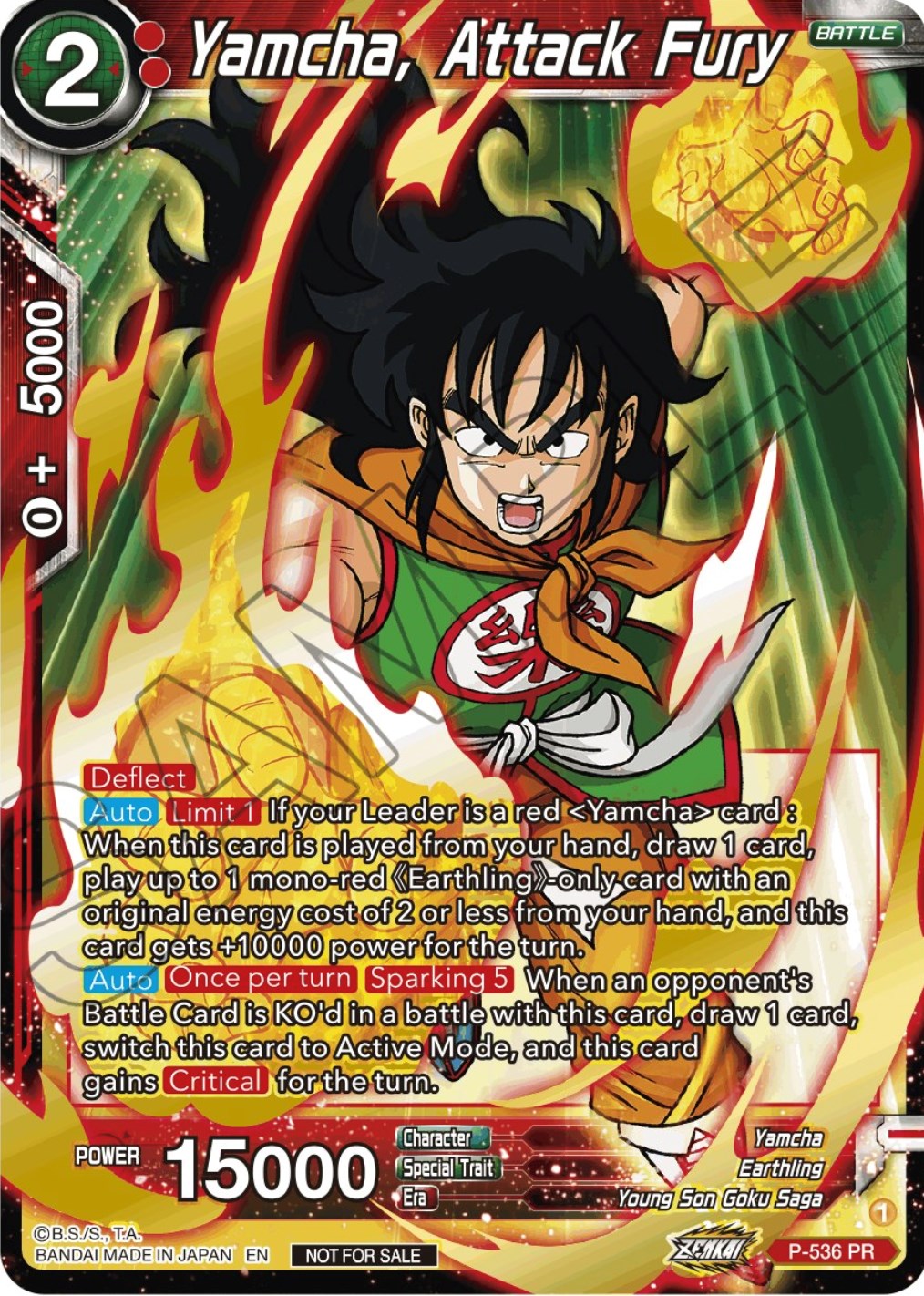 Yamcha, Attack Fury (Championship Selection Pack 2023 Vol.2) (Gold-Stamped Silver Foil) (P-536) [Tournament Promotion Cards] | Total Play