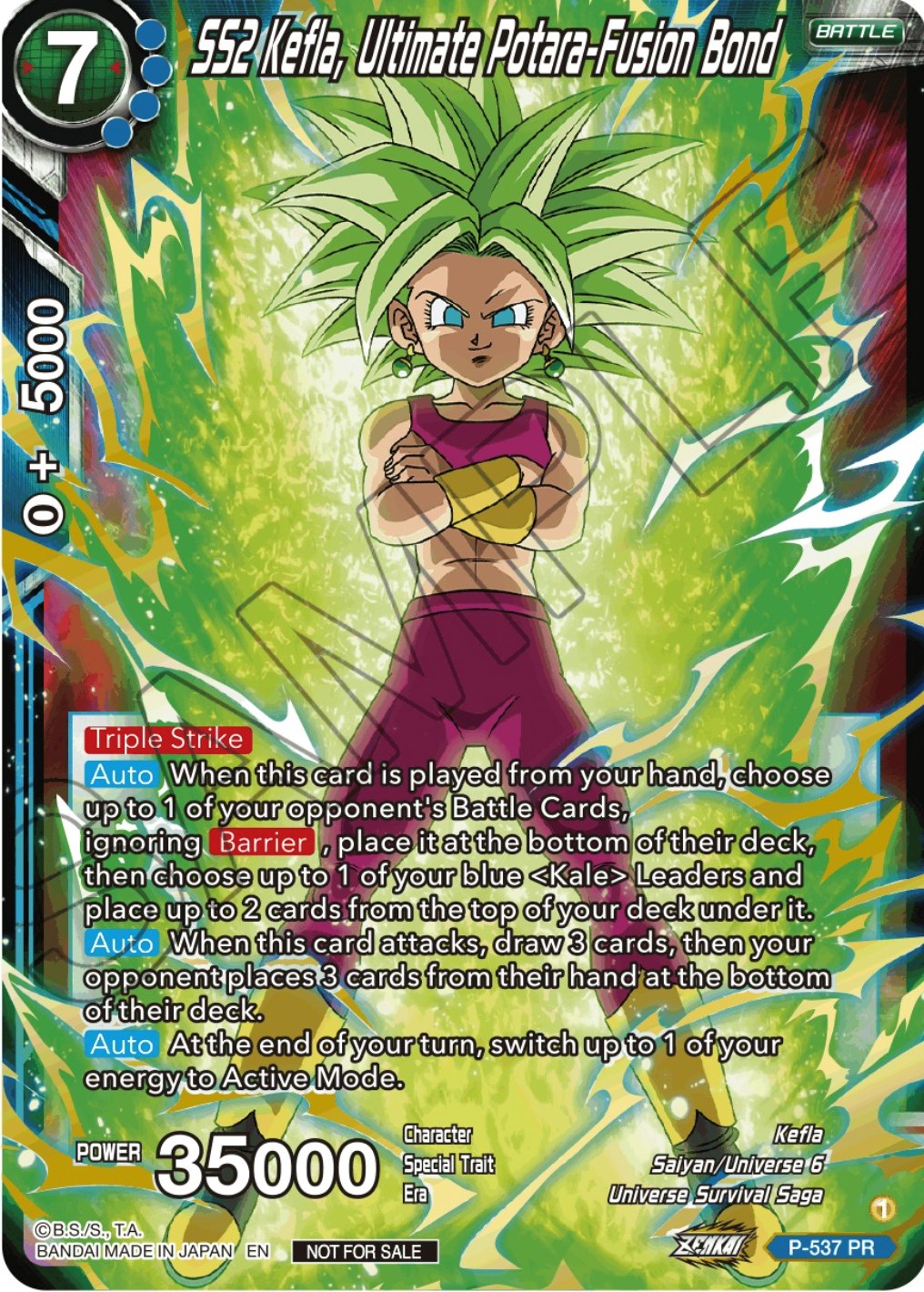 SS2 Kefla, Ultimate Potara-Fusion Bond (Championship Selection Pack 2023 Vol.2) (Gold-Stamped Silver Foil) (P-537) [Tournament Promotion Cards] | Total Play