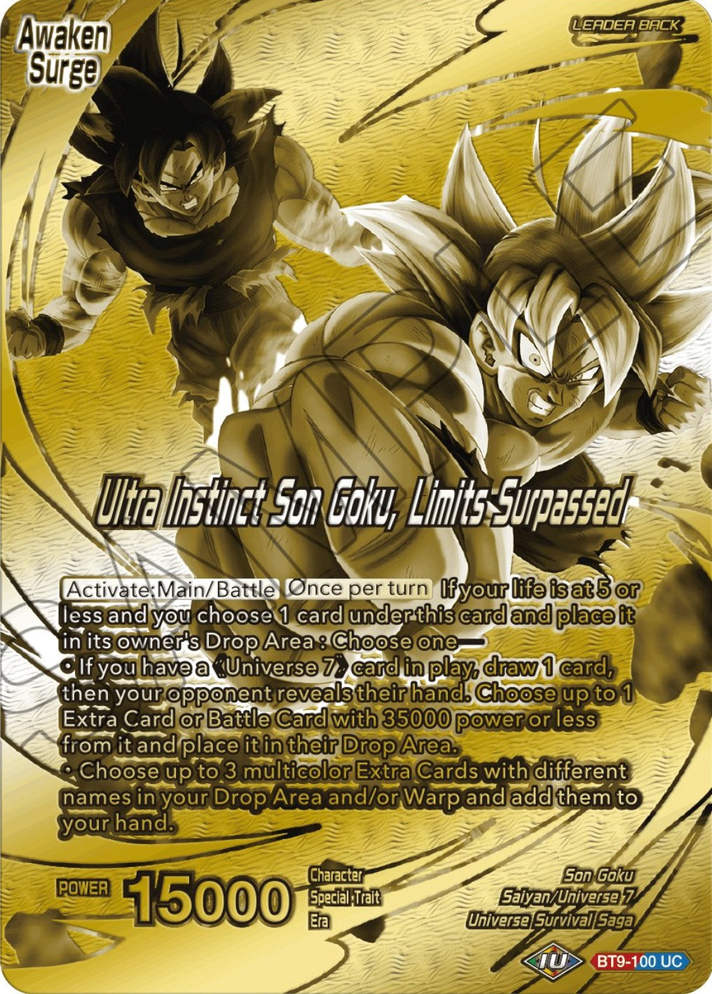Son Goku // Ultra Instinct Son Goku, Limits Surpassed (Championship 2023 Golden Card Vol.2, Version 1) (BT9-100) [Tournament Promotion Cards] | Total Play