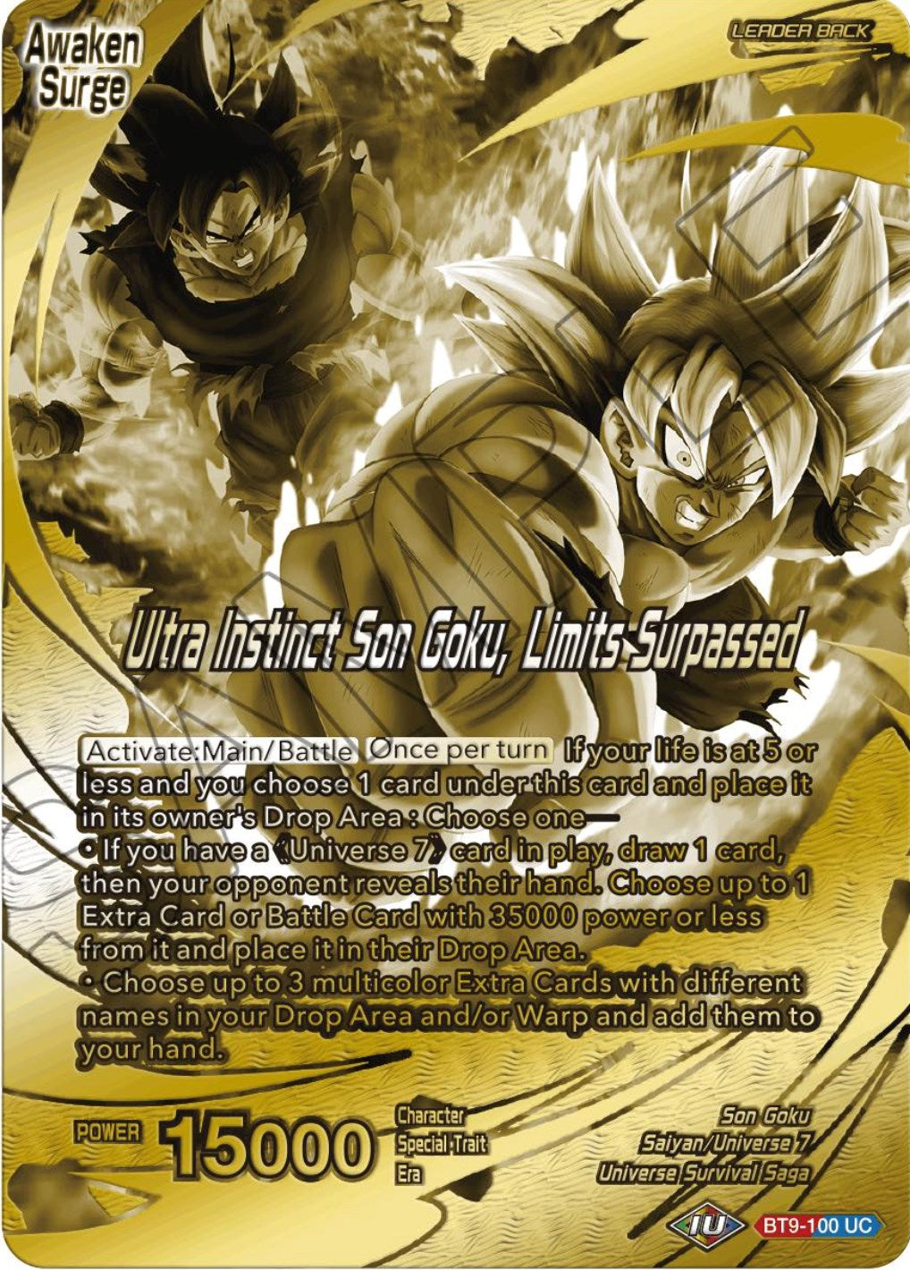 Son Goku // Ultra Instinct Son Goku, Limits Surpassed (Championship 2023 Golden Card Vol.2, Version 2) (BT9-100) [Tournament Promotion Cards] | Total Play