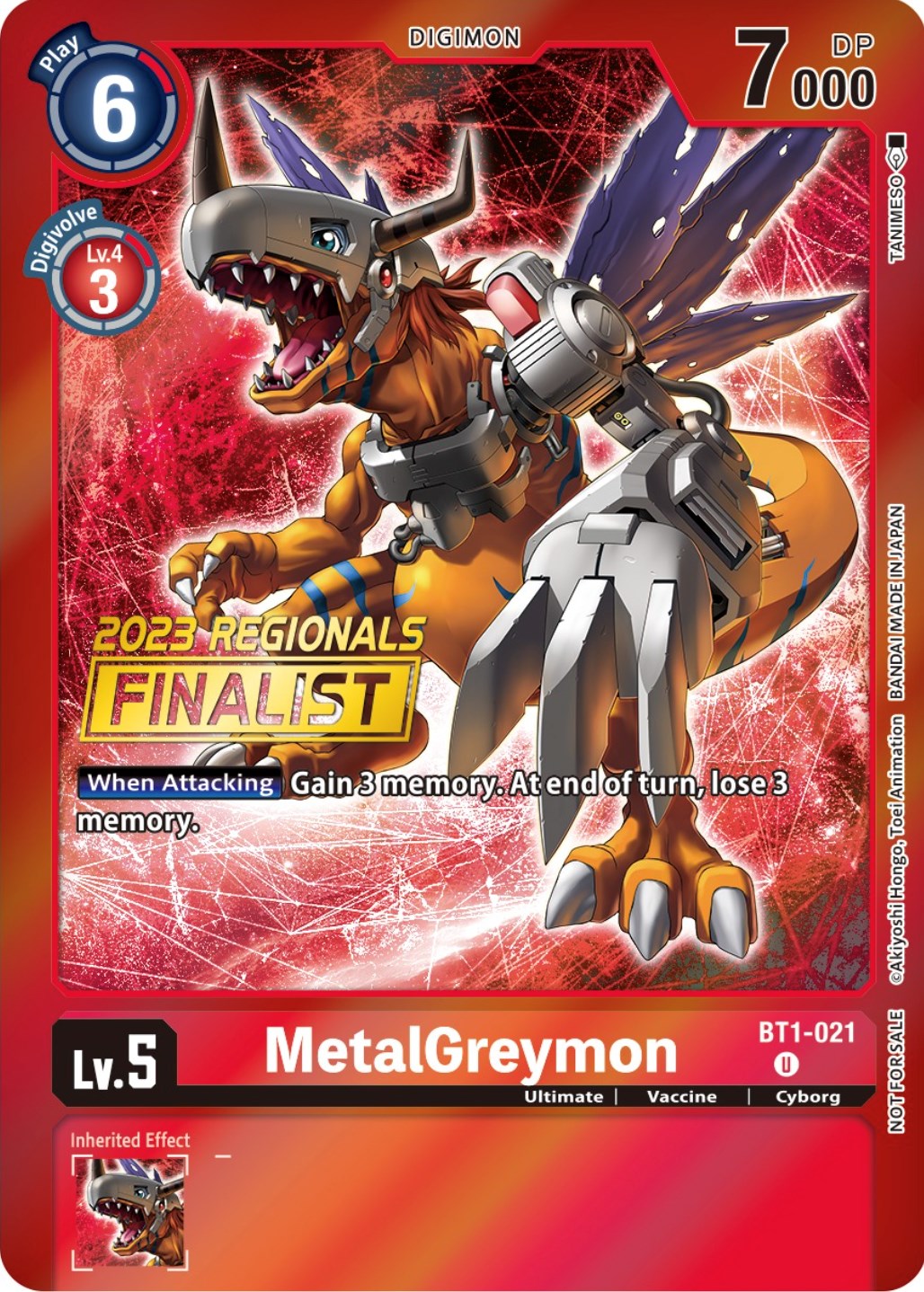 MetalGreymon [BT1-021] (2023 Regionals Finalist) [Release Special Booster Promos] | Total Play