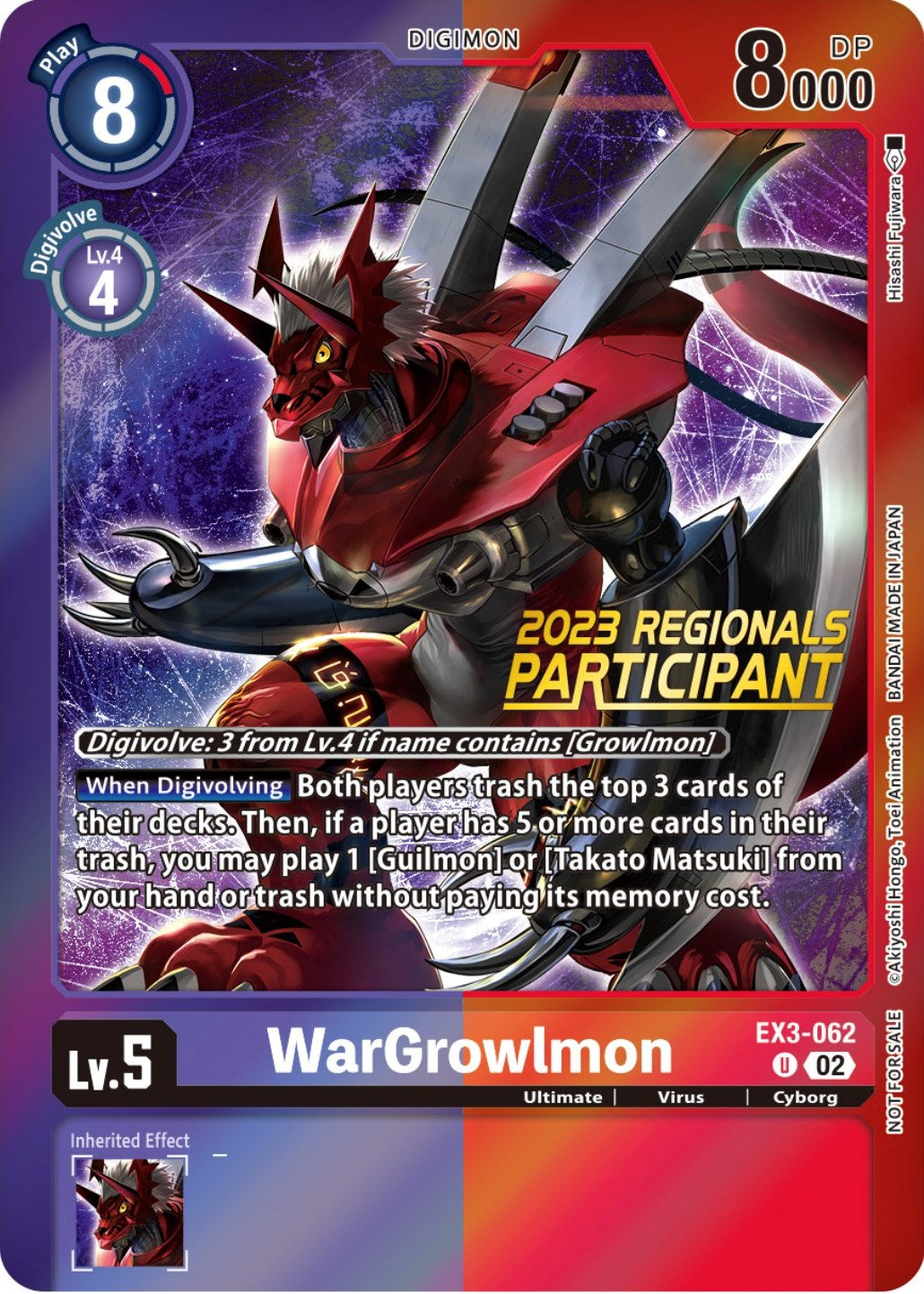 WarGrowlmon [EX3-062] (2023 Regionals Participant) [Draconic Roar Promos] | Total Play