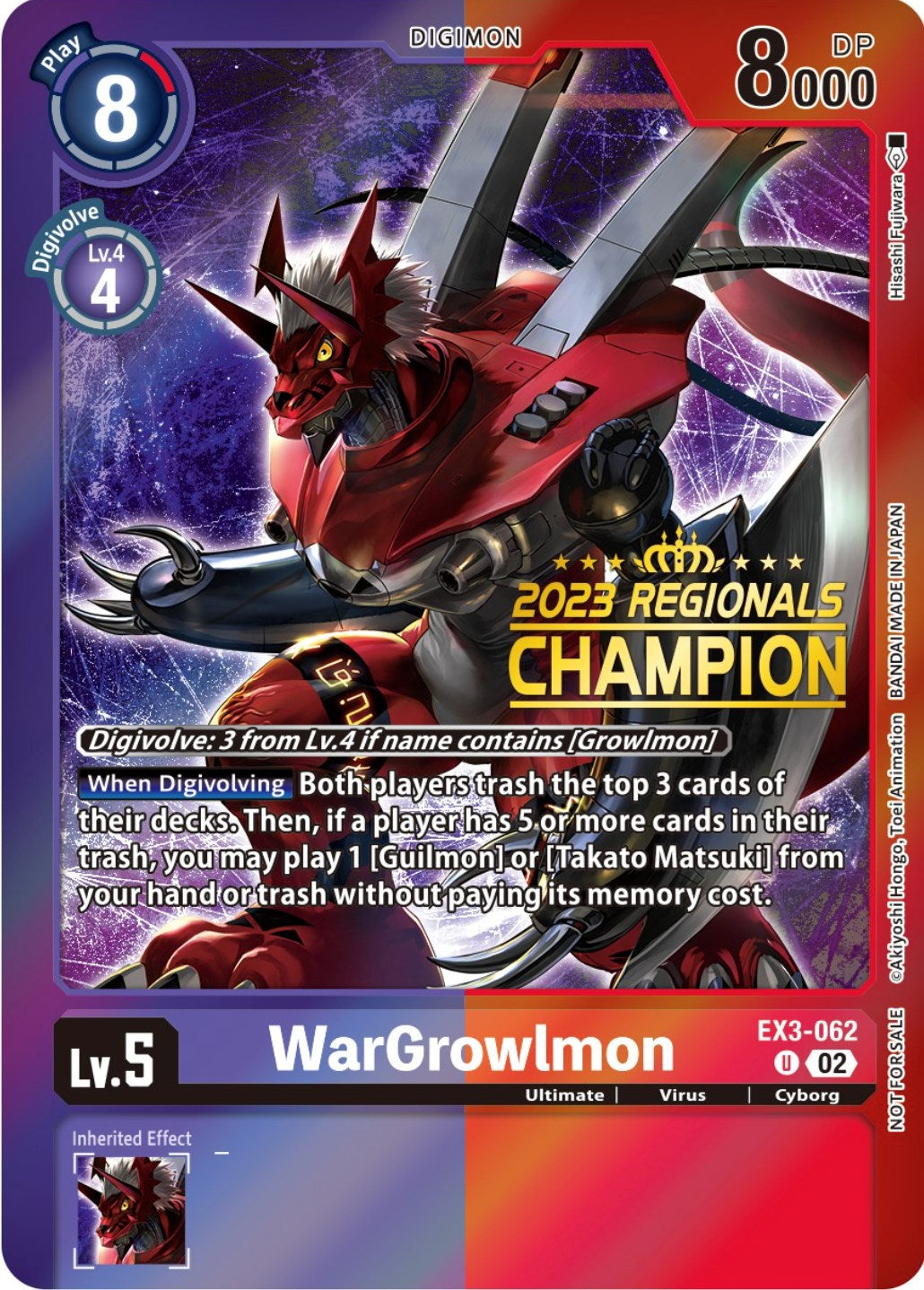 WarGrowlmon [EX3-062] (2023 Regionals Champion) [Draconic Roar Promos] | Total Play