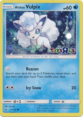 Alolan Vulpix (21/145) (Toys R Us Promo) [Sun & Moon: Guardians Rising] | Total Play