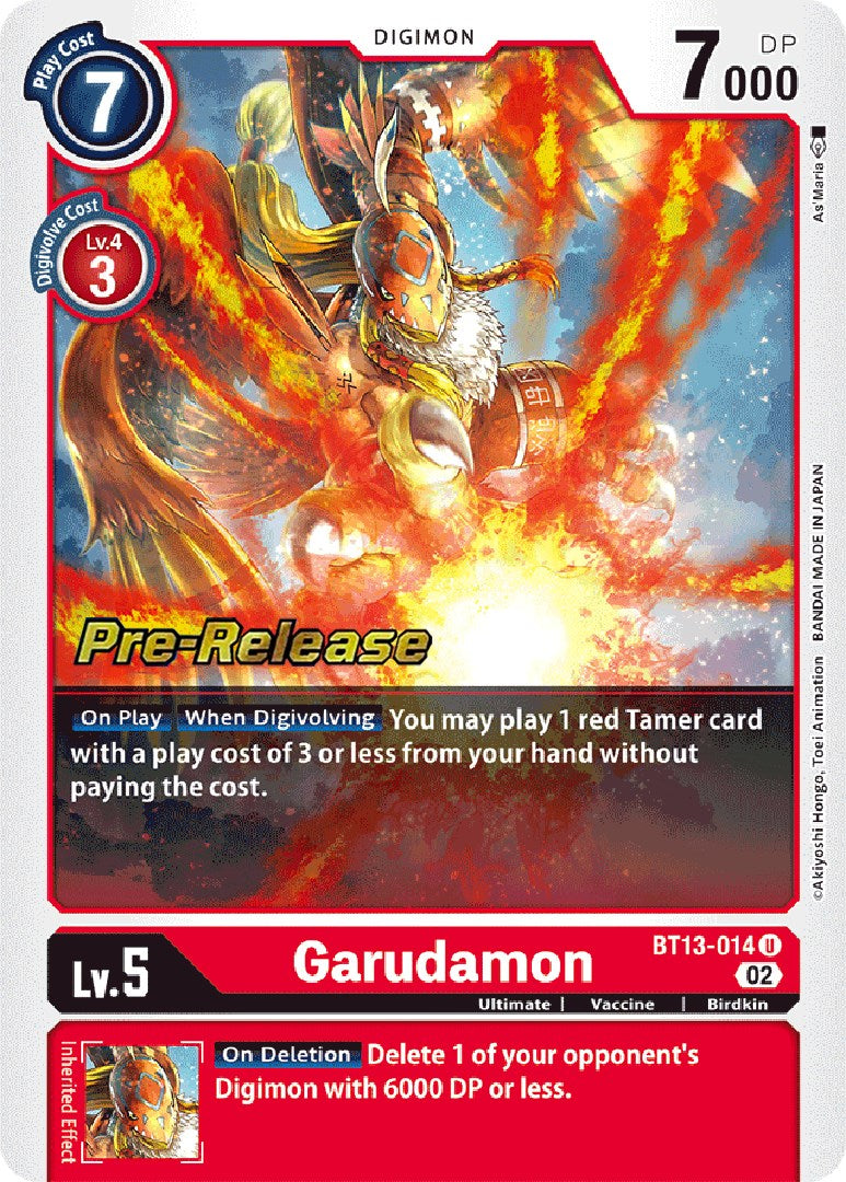 Garudamon [BT13-014] [Versus Royal Knights Booster Pre-Release Cards] | Total Play