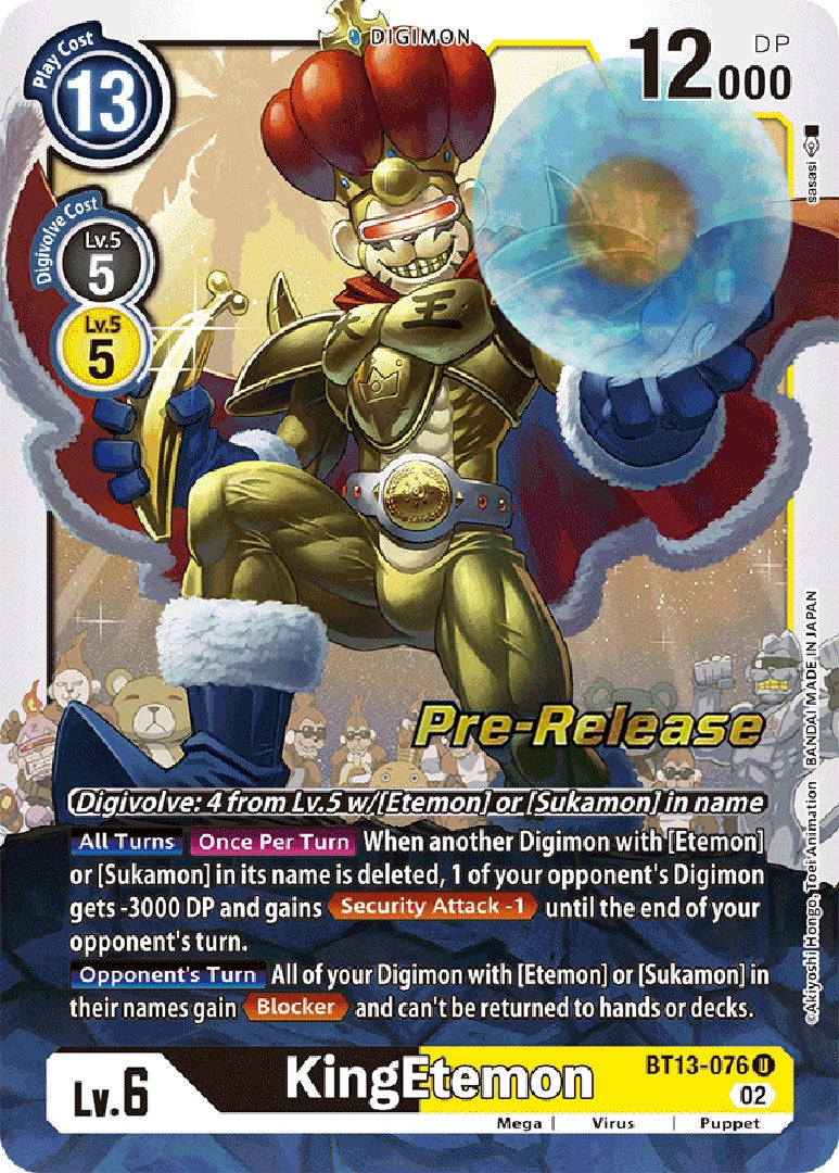 KingEtemon [BT13-076] [Versus Royal Knights Booster Pre-Release Cards] | Total Play