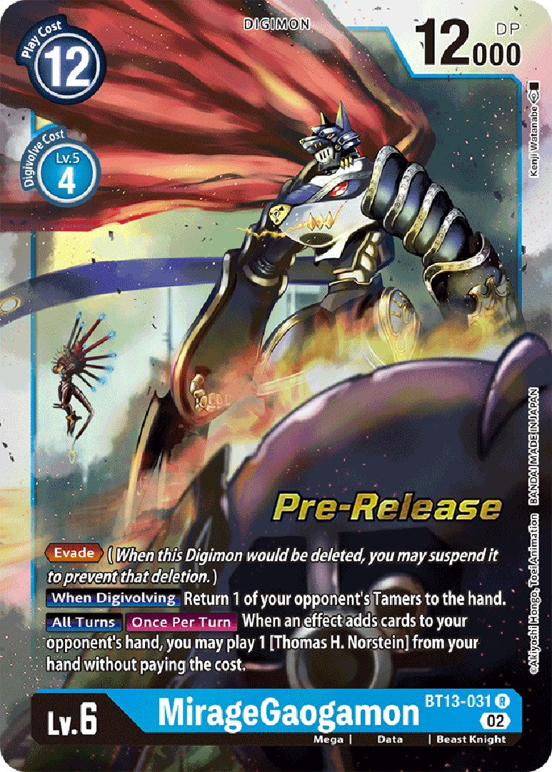 MirageGaogamon [BT13-031] [Versus Royal Knights Booster Pre-Release Cards] | Total Play