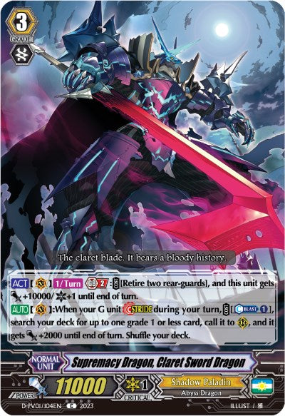 Supremacy Dragon, Claret Sword Dragon Revolt (D-PV01/104EN) [History Collection] | Total Play