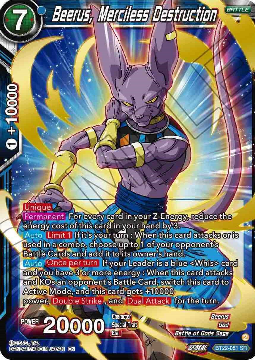 Beerus, Merciless Destruction (BT22-051) [Critical Blow] | Total Play