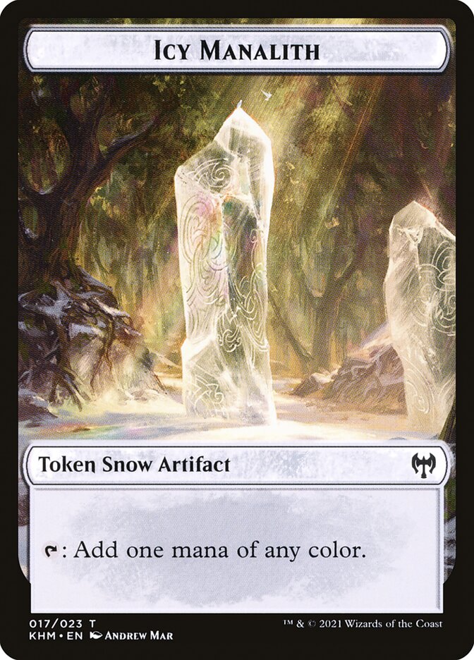Human Warrior // Icy Manalith Double-Sided Token [Kaldheim Tokens] | Total Play