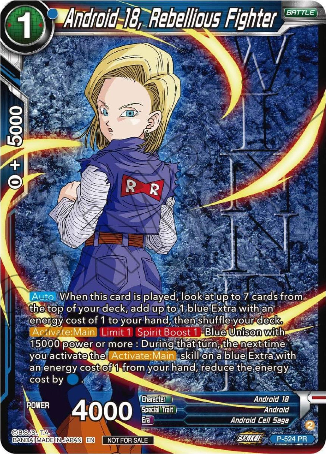 Android 18, Rebellious Fighter (Winner-Stamped) (Zenkai Series Tournament Pack Vol.5) (P-524) [Tournament Promotion Cards] | Total Play