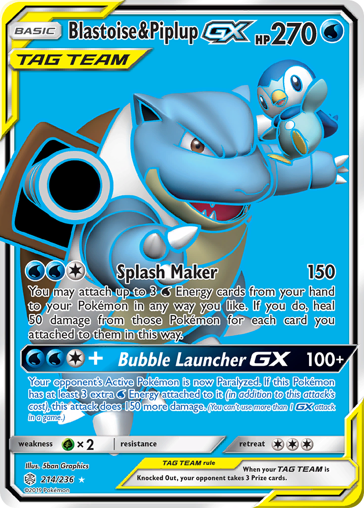 Blastoise & Piplup GX (214/236) [Sun & Moon: Cosmic Eclipse] | Total Play