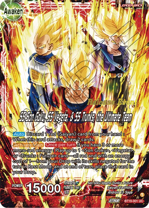 Son Goku & Vegeta & Trunks // SS Son Goku, SS Vegeta, & SS Trunks, the Ultimate Team (Fighter's Ambition Holiday Pack) (BT19-001) [Tournament Promotion Cards] | Total Play