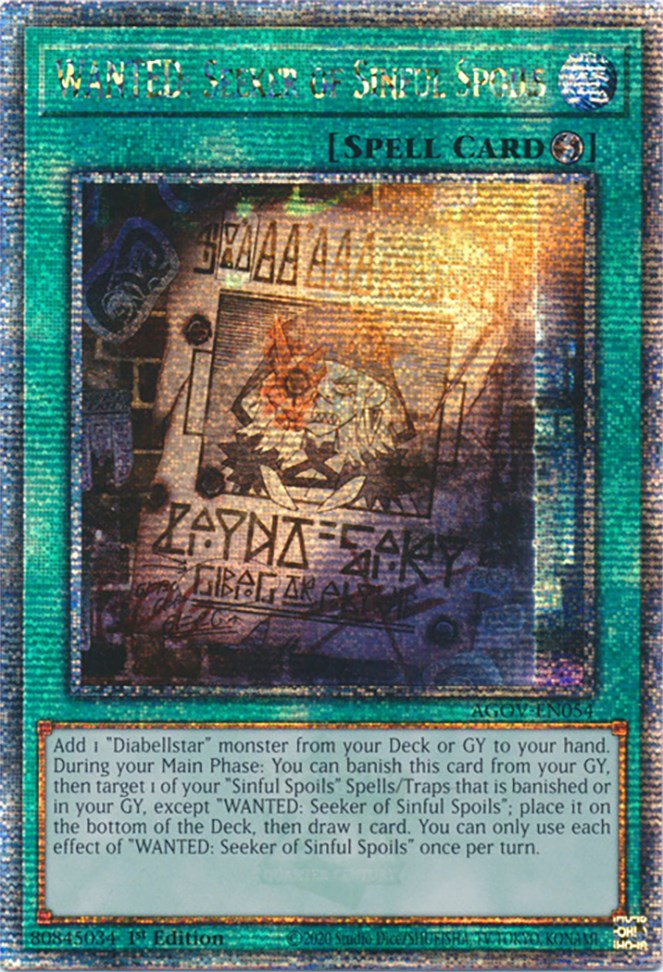 WANTED: Seeker of Sinful Spoils (Quarter Century Secret Rare) [AGOV-EN054] Quarter Century Secret Rare | Total Play