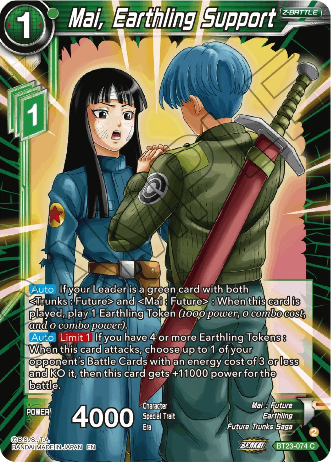 Mai, Earthling Support (BT23-074) [Perfect Combination] | Total Play
